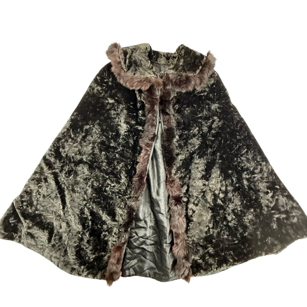 Antique Crushed Velvet Fur Trimmed Piano Cape Victorian 1920s Short Vintage